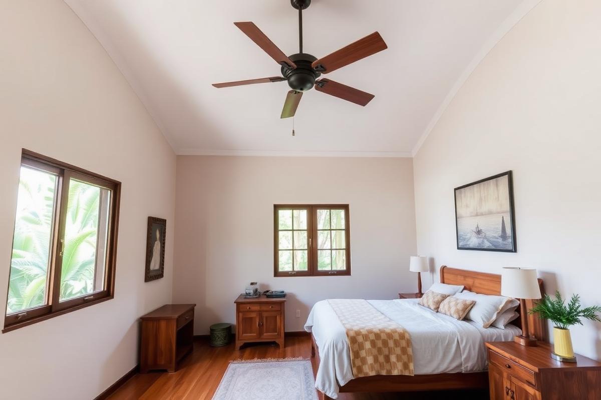 Habitación principal con ventilador de techo